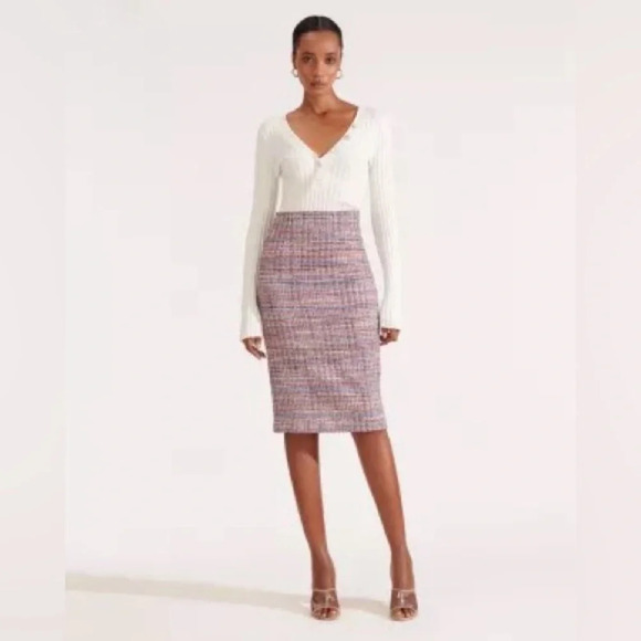 Veron­i­ca Beard Jo­da Mul­ti­col­ored Tweed Skirt Pink - Picture 5 of 13